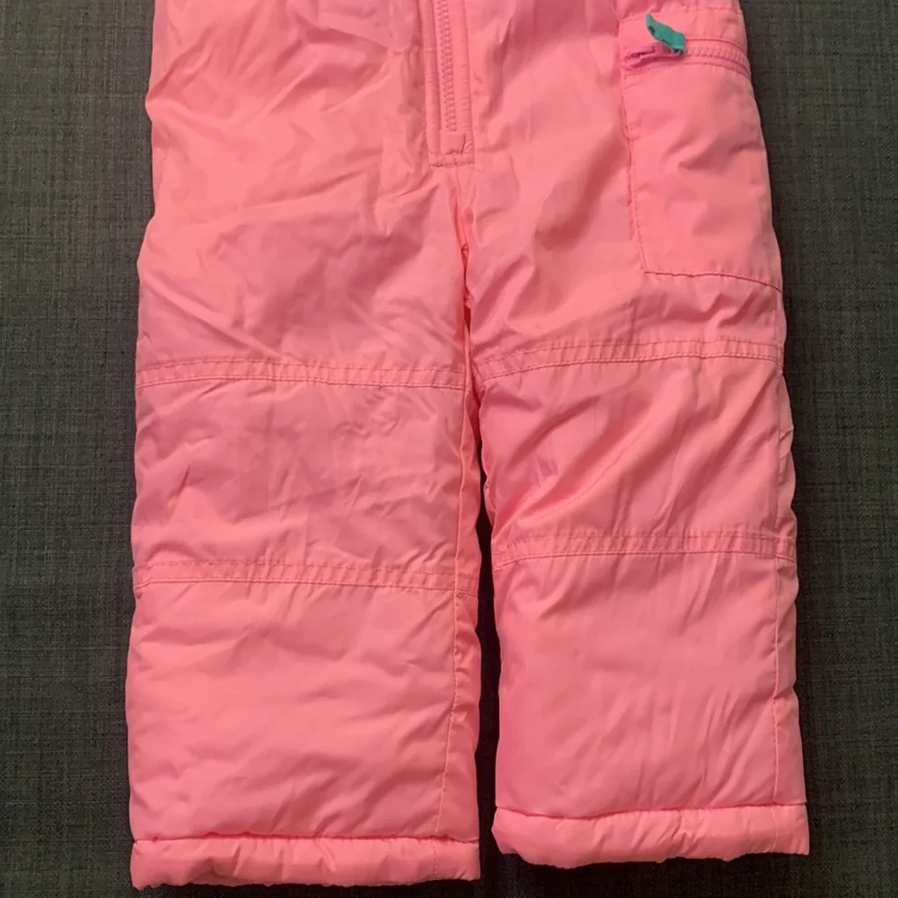 Carter’s Girls Snow Bib Snowsuit Pink 24 Months Leg Pocket Adjustable Straps